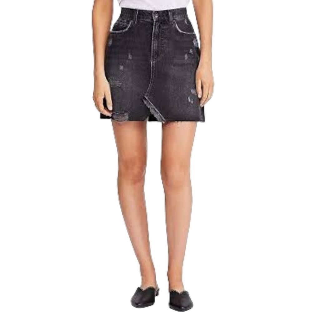 WOMEN'S WE THE FREE DISTRESSED DENIM MINI SKIRT Size 0